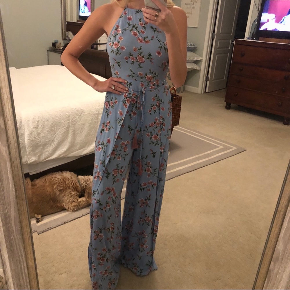 Blue Floral Jumpsuit